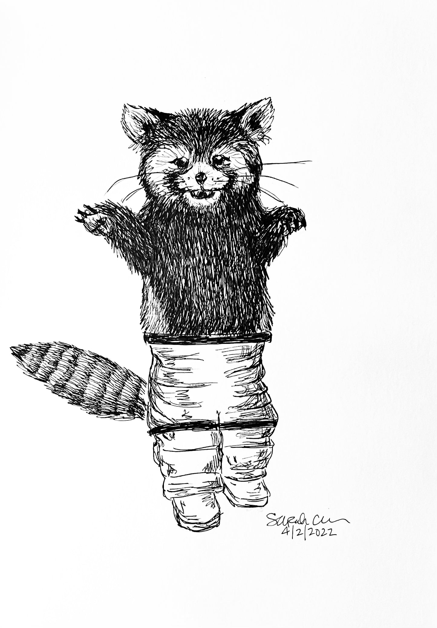 Animals in pants - Red Panda Wearing Astronaut Pants Fine Art Print