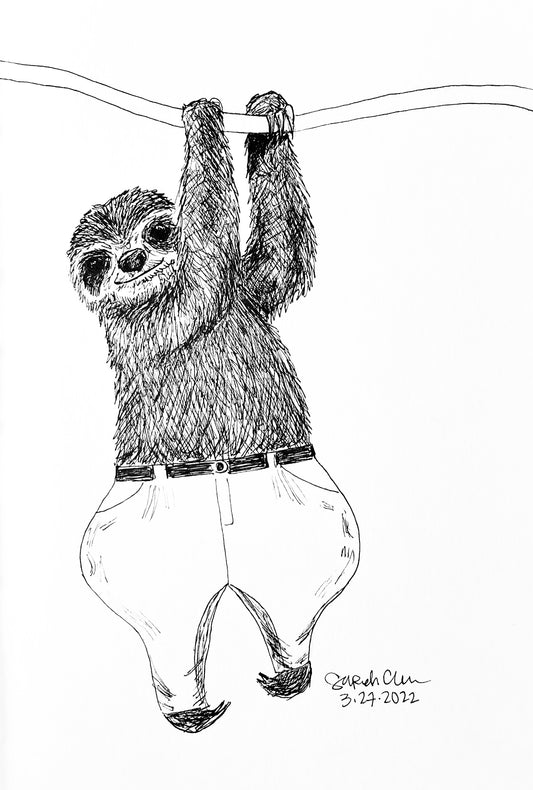 Animals in pants - Sloth Wearing Jodhpurs Fine Art Print